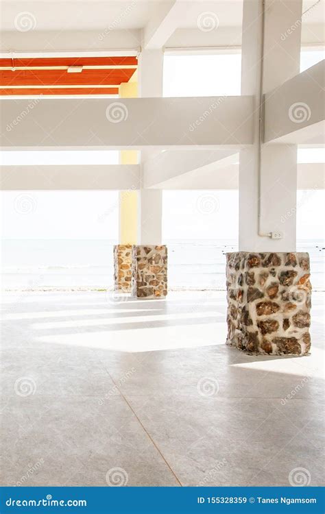perspective view  beneath  concrete building  tsunami tower stock image image