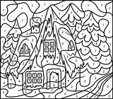 Number Color Coloring Pages Printable Numbers Kids Printables Hard Colour House Christmas sketch template