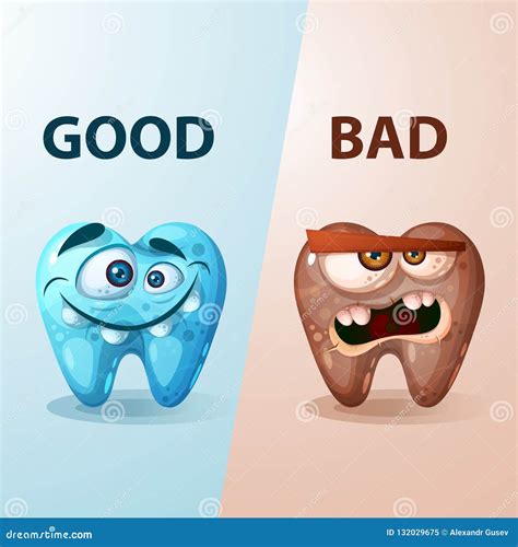 good  bad tooth illustration stock vector illustration  healthy