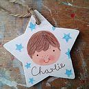 personalised boys gift tag decoration  love lucy illustration
