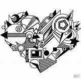 Coloring Heart Abstract Pages Adults Hearts Pop Shape Funky Kids Valentine Printable Boys Drawing Paper Supercoloring sketch template