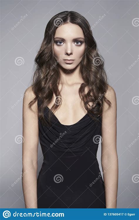 Fashion Photo Of Beautiful Lady In Black Dress Stock Image