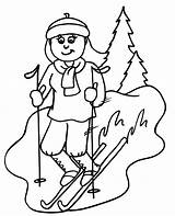Skiing Coloring Pages Girl Downhill Clipart Skier Kids Clip Ski Winter Cliparts Colouring Printables Print Printable Sheets Sheet Printactivities Gif sketch template
