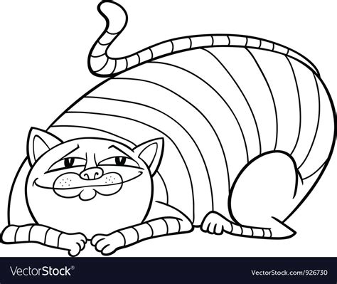 tabby fat cat cartoon  coloring royalty  vector image