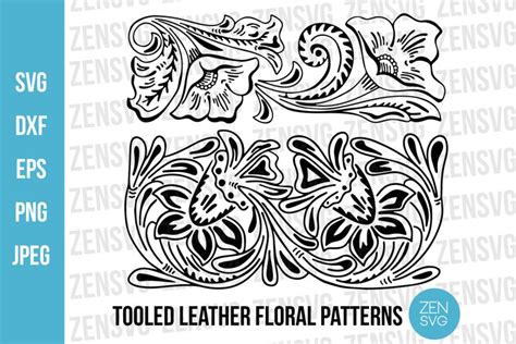 tooled leather floral pattern border cut file