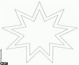 Bahai Ster Puntige Geloof Punte Estrella Puntas Negen Pintar Godsdienst Bahá Nove Nueve sketch template