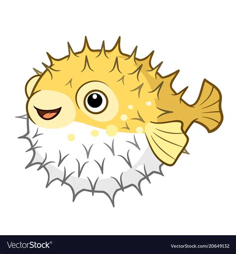 cute happy smiling puffer fish vector image fish vector cartoon fish