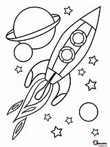 Stars Coloring Planets Space Rocket Outer Bubakids sketch template