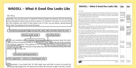 wagoll recount writing sample english writing text types