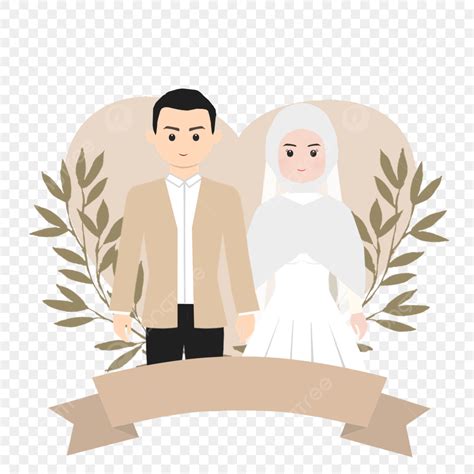 mignon avatar couple de mariage musulman illustration modifiable element dinvitation png