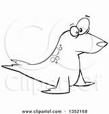 Seal Cartoon Staring Illustration Toonaday Clipart Royalty Lineart Outline Vector 2021 sketch template