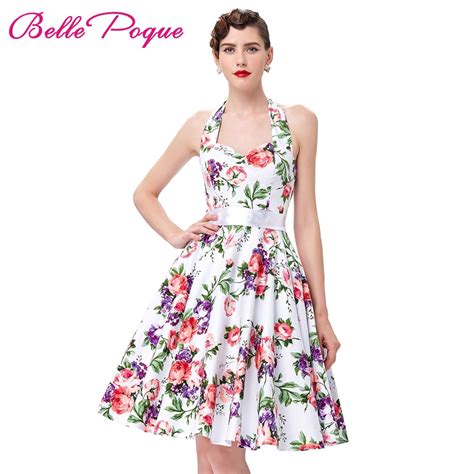 Belle Poque 50s 60s Rockabilly Dresses Floral Print Robe Retro Vintage