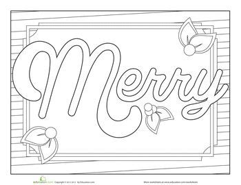 merry coloring page christmas words christmas coloring pages