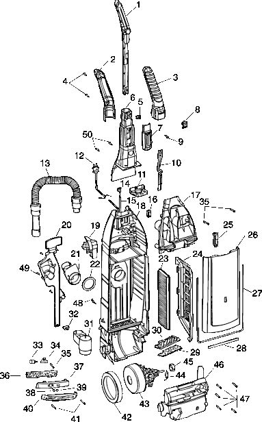 hoover  windtunnel  propelled upright vacuum parts list schematic usa vacuum