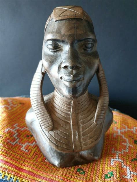 Old African Woman Carved Wooden Bust Beautiful Collection And Display