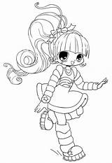 Coloring Chibi Anime Character Long Haired Cute Coloringsky sketch template
