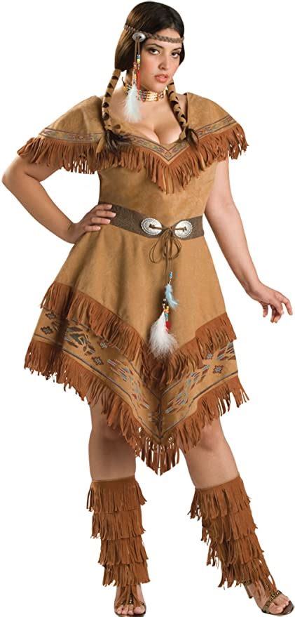 Plus Size Native American Costume Indian Brown Dress