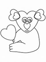 Coloring Koala Pages Heart Holding Ws sketch template