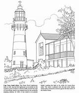 Coloring Pages Lighthouse Colouring Adult Book House Doverpublications Print Printable Lighthouses Adults Kinkade Thomas Cape Colour Town Sheets Dover Publications sketch template