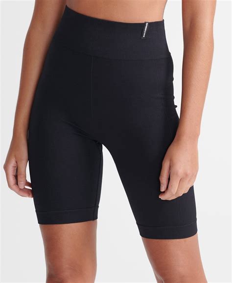 Womens Flex Seamless Tight Shorts In Black Superdry