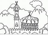 Coloring Islamic Pages Mosque Colouring sketch template