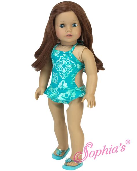 aqua print monokini bathing suit swim suit fit 18 american girl doll