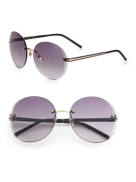 gucci rimless oversized round sunglasses in black lyst