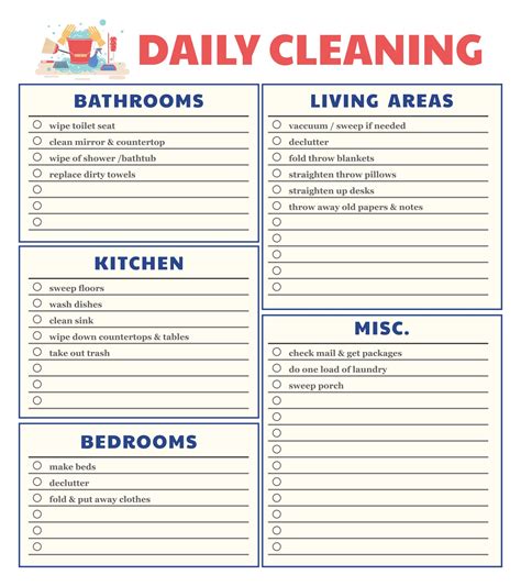 images  printable house cleaning charts daily house cleaning
