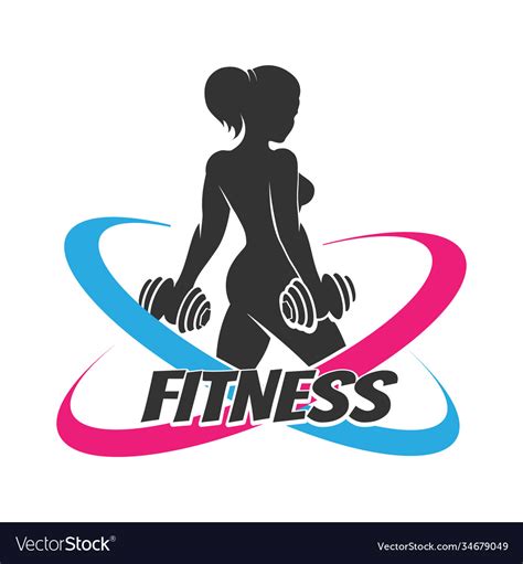 fitness logo template with woman at workout vector image