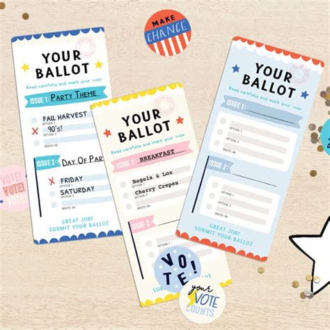 printable kids voting ballots  mock elections