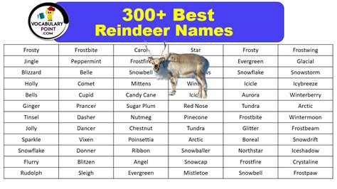 reindeer names male  female vocabulary point