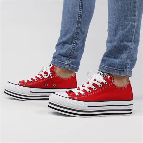 converse platform lage sneakers voor dames rood shoemixxnl