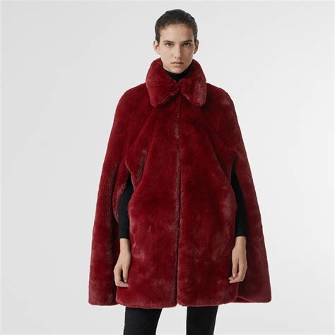 faux fur cape  burgundy women burberry united states