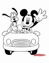 Mickey Mouse Coloring Pages Friends Car Minnie Pluto Disney sketch template