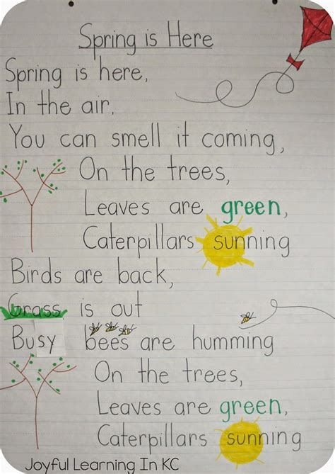 joyful learning  kc spring poems  shared reading time