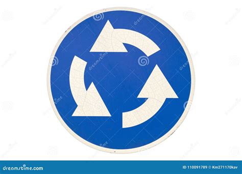 road sign roundable isolated  white stock vector