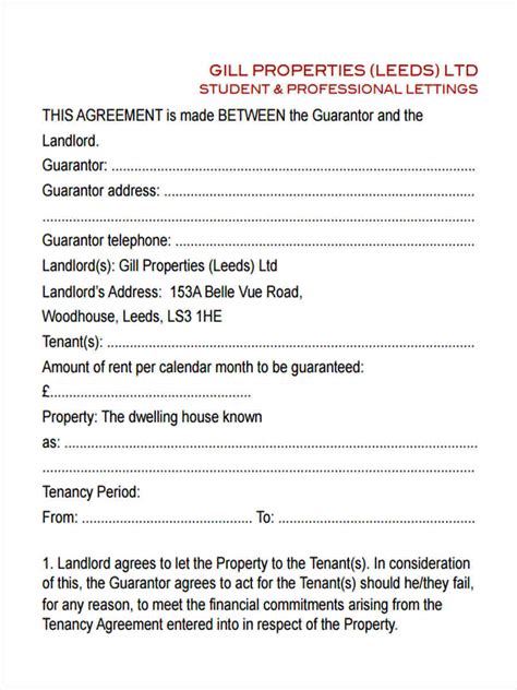 guarantor lease agreement form ontario printable form templates