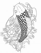 Coloring Koi Fish Pages Japanese Tattoo Adults Printable Adult Color Print Patterns Detailed Clipart Coy Mandala Ink Paper Kids Getcolorings sketch template
