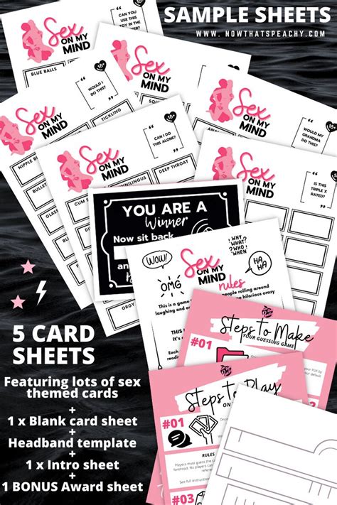 Sex On My Mind Guessing Card Game Headband Printable Birthday Humor