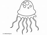 Coloring Jellyfish Pages Cartoon Printable Kids sketch template