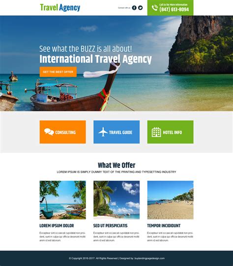 travel landing page design  capture lead  boost  business international travel agency