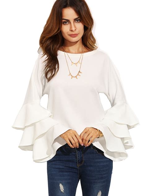 shein women s round neck ruffle long sleeve blouse women product review