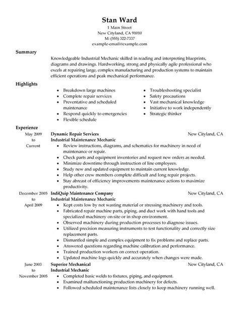 maintenance technician resume template