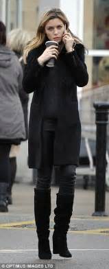 abbey clancy in knee high boots and skinny jeans to do some christmas shopping daily mail online