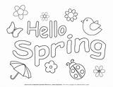 Coloring Spring Pages Hello Worksheets Season Planerium sketch template