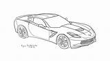 Corvette Stingray Chevrolet Outline sketch template