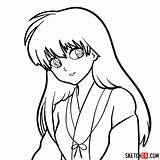 Inuyasha Kagome Higurashi Anime Draw Sketchok Step sketch template
