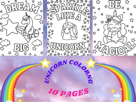 printable unicorn coloring pages etsy unicorn coloring pages