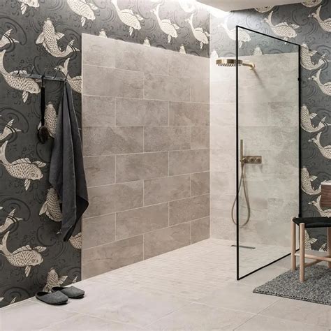 upgrade  bathroom  stunning grey feature wall tiles explore  latest trends  designs