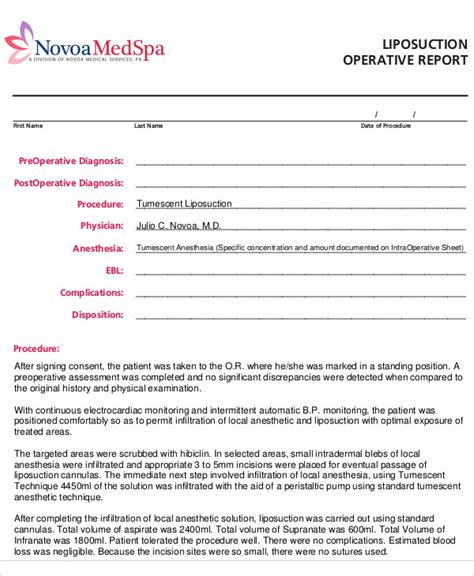 operative report template  templates  templates